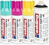 Permanent Spray 4x200ml edding 5200 Cmyk-Set - Turquoise - Telemagenta - Gelb - Schwarz, Acryllack - matt zum Lackieren & Dekorieren
