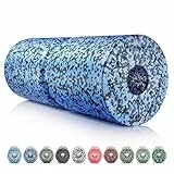 BODYMATE Faszienrolle CARE Mittel-Hart mit umlaufender Rille zu Wirbelsäulen-Entlastung mit E-Book - Schwarz/Blau 35x14cm