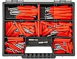 Tox TRI Allzweckdübel Sortiment 162 Teilig im praktischen Koffer DÜBEL + SCHRAUBEN + BITS Universaldübel 25 Stück 5x31mm + 40 Stück 6x36mm + 15 Stück 8x51mm mit Schrauben