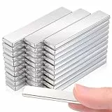 DGDUBRB: Packung mit 25 extra starken rechteckigen Magneten, 50 x 10 x 3 mm, Neodym, Silber, stark haftende Magnete für Magnettafel, Mehrzweck