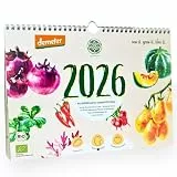 Bio Saatgut Kalender 2026 – Garten Wandkalender A4 mit 12 Sorten Demeter Gemüse Samen | Einpflanzbarer Monatskalender von Loveplants mit Aussaatkalender | Geschenkideen für deine Gartenfreunde