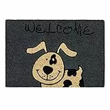 Carpido Fußmatte Kokos Hund – Türmatte 40x60 cm – antibakterielle Eingangsmatte – Kokosmatte mit Vinylrücken – natürliches Material – 100% Kokos
