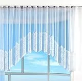 Bogenstore Barock Gardine Jacquard, 145x300, Blumenmuster Weiß Kräuselband Universalband Faltenband Store, 13117