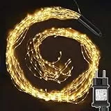 yowin Wasserfall Lichterkette 1M 100 LED Lichterschweif mit Strom, Timer, 8 Modi Lichterstrang Wasserdicht Lichterbündel für Baum Gießkanne Garten Pflanzen Balkon Innen Außen Deko - Warmweiß