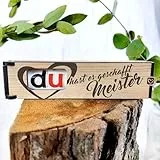 Du hast es geschafft: Meister! - Schokoriegel Geschenkbox inkl. Duplo - Meister Geschenk, Meisterprüfung Geschenk, Geschenk Handwerker, Abschlussgeschenk, Werkstatt Geschenke, Handwerker Geschenke