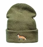 Baddery Strickmütze Herren & Damen : Fuchs - Jagdmütze Jäger Geschenke Jagd Zubehör - Beanie Männer Mütze Winter (Grün)