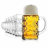 Oberglas ISAR Original Oktoberfest Bierkrüge 6er Set 500 ml – Traditioneller Bierkrug aus Soda-Lime-Glas – Ideal für Pils, Weizen & andere Biere – Bierglas mit Henkel – Spülmaschinengeeignet