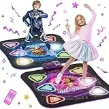 2-Spieler Tanzmatte für Kinder 3-12 Jahren, 12-Tasten Leucht Tanzmatte mit Einzel und Doppelspieler, Musik Spielzeug mit Bluetooth, Geburtstags Weihnachts Geschenke für Mädchen 5 6 7 8 9 10 11 Jahren