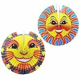 com-four® 2X Laterne mit Buntem Sonnen Motiv - Papierlaterne für Sankt Martin und Halloween - Martinslaterne für Kinder [Auswahl variiert]