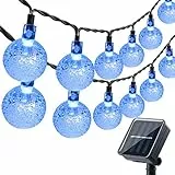 Moxled Solar Lichterkette Aussen 60 LED, 11M Lichterkette Außen Solar Wasserdicht, 8 Modes Solar Lichterkette Außen für Garten, Terrasse, Balkon, Partys (Blau)