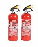 2 Stück ABC-Pulverfeuerlöscher 1kg Halterung/Manometer (GP-1X Autofeuerlöscher fabrikfrisch)