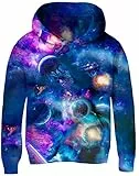 Goodstoworld Fleece Kinder Pullover Jungen Galaxy Hoodie 3D Sternenklarer Himmel Mädchen Kapuzenpullover Cooler Druck Lange Ärmel mit Tasch Sweatshirt Teen 6-7 Jahre