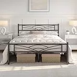 Yaheetech Bettrahmen Metallbett Gästebett Bettgestell aus Metall, Modern Jugendbett mit Lattenrost, für Schlafzimmer Gästezimmer 140 x 200 cm/Schwarz