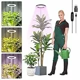 LUZOON Pflanzenlampe LED Vollspektrum mit Standfuß für Zimmerpflanzen 30cm~147cm Höhenverstellbar 3 Farben Grow Light mit Timer 3/9/12H, 10 dimmbare Stufen mit USB Adapter Schwarz [Energieklasse C]