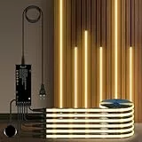 AIMENGTE COB LED Strip 1m, 6 Rollen 12V Akustikpaneele Schneidbar COB LED Streifen, with Berühren und Hand Sweep Dimmer Schalten, für Weinschränke, Regale, Schränke