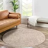 carpet city Shaggy Hochflor Teppich - Rund 160 cm - Sand-Beige - Langflor Wohnzimmerteppich - Einfarbig Uni Modern - Flauschig-Weiche Teppiche Schlafzimmer Deko