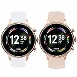 Giaogor Armband Kompatibel Für Fossil Gen 6 Smartwatch, Sport Silikon Classic Ersatz Uhrenarmband Für Fossil Gen 6 42mm Smartwatch (Weiß+Rosa)