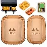 120 Stück Backpapier,WideSmart Backpapier für Heißluftfritteuse,Airfryer Dual Basket 3000-serie 6L/3L,Antihaft Wasserdicht Ölfest Einwegschalen Pergamentpapier Liner,Luftfritteusen Zubehör