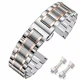 HEYOZURY Uhrenarmbänder für Uhr mit Geraden und Gebogenen Ende 16mm,18mm,19mm,20mm ,22mm,24mm Metal Ersatzband Armbänder für Herren/Damen
