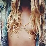 Sethain Boho Körper Kette BH Gold Quaste Ketten Anhänger Körperzubehör Kreis Schmuck für Frauen und Mädchen