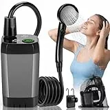 Tonfarb Campingdusche, 6000mAh Akku Camping Dusche mit Pumpe, Outdoor Dusche Mobile mit Duschkopf und 2M Schlauch, Intelligenter Digitalanzeige, Fuer Garten, Wohnmobil, Wohnwagen, Reise, Hundedusche