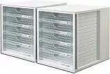 HAN Schubladenbox SYSTEMBOX 1450 mit 5 geschlossenen Schubladen für Formate bis C4 (transluzent-klar / 2 Boxen)