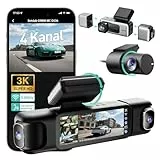 BOTSLAB 4 Kanal Dashcam Auto Vorne Hinten Innen, 4 Channel 3K+3 * 1080P, Autokamera, GPS 5GHz WiFi,Super Nachtsicht,WDR,3.18' IPS-Bildschirm,G-Sensor,Loop-Aufnahme,Parküberwachung