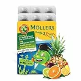 Möller's Omega 3 Kapseln für Kinder | Natürliche Omega 3 Fischtran mit Tutti Frutti | Mit DHA und EPA | Leicht zu kauen | Ohne Gluten, Laktose und Zucker | 36 Stück