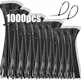 DUNSOO Kabelbinder 1000 Stück Kabelbinder Set 100/150/200/250/300mm kabelbinder Schwarz Cable Ties UV Beständig Temperaturbeständig, Chemische Resistenz Cable Ties Heavy Duty Starke Zip Ties