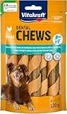 Vitakraft Dental Chews, Hundekauknochen, Stick aus Hühnchenfleisch und Wirkstoffkomplex, zur Zahnpflege und Mundhygiene, ohne Zusatz von Zucker (1x 120g)