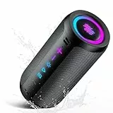 TIMU Bluetooth Lautsprecher mit Licht, Bluetooth 5.4 Musikbox, 25W Dual Lautsprecher, Dualen Bass-Treibern, 20 Std Akku, IPX7 wasserdicht, TWS Paarung, AUX, TF Karte, Geeignet Outdoor/Party/Reisen