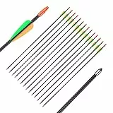 Huntingdoor 12 Stück Pfeile für Bogenschießen 28/26 Zoll Bogen Pfeil Übungspfeile Fiberglaspfeile für Anfänger Pfeil und Bogen Zielübung (Schwarz 28 Zoll)