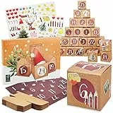 Adventskalender 2025 zum Befüllen – DIY Set mit Schachteln und festlichen Stickern – LIVAIA