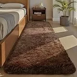 Sour Lemon Wohnzimmerteppiche, 60 x 120 cm, Grauer Läufer, Teppich für Schlafzimmer, waschbar, rutschfest, Flauschiger Teppich, zottelige