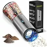 Zolmer Salz und Pfeffermühle Elektrisch mit Wiederaufladbaren Akkus, Einstellbarem Mahlgrad für Gewürze, Salz & Pfeffer – Robuste und Kompakte Gewürzmühlen