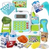 BUYGER Kinder Kasse Kaufladen Spielzeug, Kinderkasse mit Scanner Mikrofon Sound, Multifunktional Registrierkasse, Rollenspiel Nikolaus Geschenk für Kinder Jungen 3 4 5 + Jahre