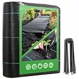 VOUNOT® Unkrautvlies 2x10m mit 30 Bodenanker, Reißfestes Gartenvlies Wasserdurchlässig, Mulchfolie für Garten, Hochbeet und Terrasse, Premium Unkrautfolie 100g/m²