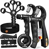 Handtrainer Fingertrainer, Verstellbares Griffkraft Trainer Set -5-Teilig- Unterarmtrainer, Fingerstrecker Handgelenk Band - Finger Grifftrainer - Grip Ring, Hand & Unterarm Training
