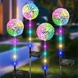 BUCASA Solarlampen für Außen Garten, 4 Stück Solarleuchten für Außen Löwenzahn mit Farbig LED, IP65 Wasserdicht Solar Blumen Lampe für Rasen Balkon Terrasse Hof Garten Deko Geschenke für Frauen