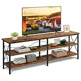 WLIVE TV Schrank Lowboard für Fernseher bis zu 70 Zoll, Fernsehschrank TV Board mit Offenen Stauraum, 160 x 36 x 61 cm, Fernsehtisch für Wohnzimmer und Schlafzimmer Stand up to