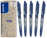PILOT - FriXion Ball 0.7 Set - 5 Stück: Farbe Blau - Radierbare Tintenroller 0,4mm Strichstärke - Angenehme Schreibführung, Thermosensitive Tinte, Austauschbare Mine - Mittlere Spitze