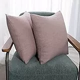 Deconovo Kissenbezug Leinen Optik Kissenhülle Kissenbezüge mit Verstecktem Reißverschluss Sofa Zierkissenhülle, 65x65 cm, Rosa Lila, 2er Set
