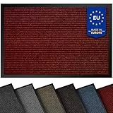 comflor Hochwertige Fußmatte Rot 40x60 groß für Innen & Außen - Schmutzfangmatte rutschfest, waschbar & wetterfest - Fussmatte für Eingangsbereich & Aussenbereich - Läufer Flur dünn