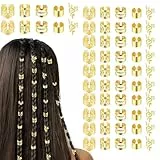 80 Stück Gold Haarschmuck für Zöpfe, Haarriegel, Loc-Schmuck für Haare, Dreadlock-Zubehör, Haaraccessoires, verstellbare Haarringe, Dekorationen für Frauen und Mädchen (Gold)