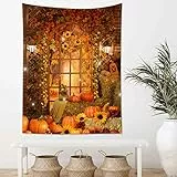 LB Herbstlandschaft Wandteppich Kürbis mit Sonnenblume im Bauernhaus Wandtuch Gelber Ahornbaum im Wald Wandbehang Herbst Tapisserie für Wohnzimmer Schlafzimmer Wohnheim Wanddeko,100x150cm