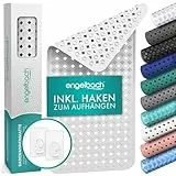 Engelbach® Badewannenmatte rutschfest Inkl. 2 Haken zum Trocknen 88x40cm - Antirutschmatte Badewanne 100% BPA-Frei - Badewanneneinlage schimmelresistent & maschinenwaschbar