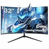 CRUA 32 Zoll Curved Gaming Monitor, 1K Full HD 1080P (1920x1080), 240Hz, 1ms, 1500R, AdaptiveSync, DCI-P3 90%, SRGB100%, Eye Care