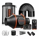 Spider Farmer Rohrventilator 100mm, 4 Inch Abluftset mit GGS Temperatur Feuchtigkeitssensor, Aktivkohlefilter Schlauch Abluft Lüfter, Belüftungssystem Lüftungsset für Growzelt, Growbox