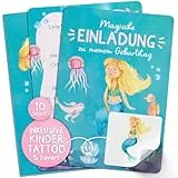 Famifidus 12x Einladungskarten Kindergeburtstag mit Kindertattoos I Einladungskarten Geburtstag in verschiedenen Motiven I Einladungskarten Kindergeburtstag Mädchen & Jungen