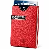 W4LLET® Kartenetui, Strukturleder Rot | Echtleder, Premium RFID Schutz | Handgefertigt in Deutschland | Ultra dünn, Slim Wallet